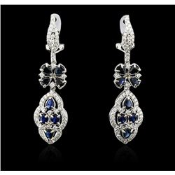 18KT White Gold 4.20ctw Sapphire and Diamond Earrings