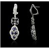 Image 2 : 18KT White Gold 4.20ctw Sapphire and Diamond Earrings