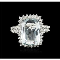 14KT White Gold 7.95ct Aquamarine and Diamond Ring