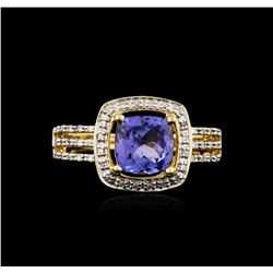 18KT Yellow Gold 1.71ct Tanzanite and Diamond Ring