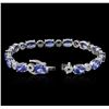 Image 3 : 14KT White Gold 17.50ctw Tanzanite and Diamond Bracelet