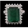 Image 1 : 14KT White Gold 6.12ct Emerald and Diamond Ring