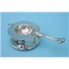 Image 1 : A Swedish Arts & Crafts white metal strainer and stand, with foliate moulded decoration, on circu...