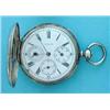 Image 1 : A late 19th century white metal hunter pocket chronograph, by Pateck, Geneve, with day, date and...