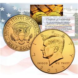 2013 JFK Kennedy Half Dollar 24K Gold Plated Coin with Capsule