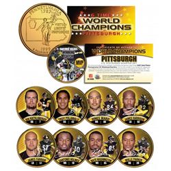 Steelers "6-Time World Champion Pittsburgh" Limited Edition Set of (9) 24K Gold Plated & Colorized P