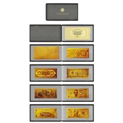 Complete Set of (14) 24K Gold Limited Edition US Banknote Bills with Display Folder (COA)