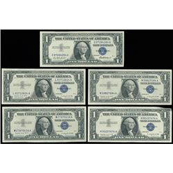 Lot of (5) 1957 U.S. $1 One Dollar Silver Certificate Notes