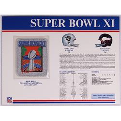 Super Bowl XI Patch With 12x9 Scorecard: Raiders vs. Vikings