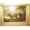 Image 1 : Abraham Bruiningh Van Worrell (1787-1823) Oil on wooden panel. Cattle and drover in a landscape....