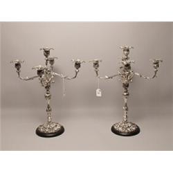 Pr Candelabrum 5 Light Sivler Plate 