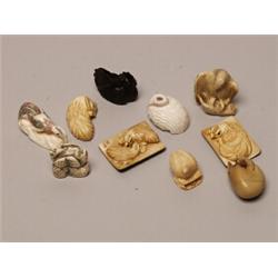 10 Ivory Netsuke Birds 