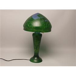 20th C Art Glass Lamp Signed Galee - Trees