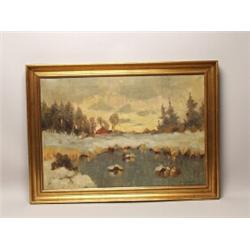 Oil on Canvas F. Jacobsen Country Scene