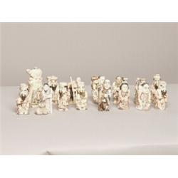 14 Finely Carved & Decorated Ivory Netsuke 