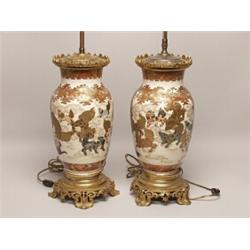 Pair of Antique Gilt Satsuma Vases