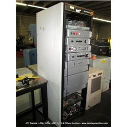 INSTRON CABINET W/ DATA SYSTEM ADAPTER, LOAD CELL AMP, CONTROL, STRAIN DATA, CROOSHEAD CONTROL (prin
