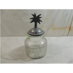 DECORATIVE APOTHECARY JAR WITH PALM TREE LID