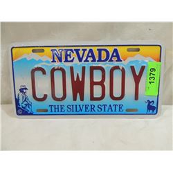 NEVADA NOVELTY "COWBOY" LICENSE PLATE