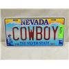 Image 1 : NEVADA NOVELTY "COWBOY" LICENSE PLATE