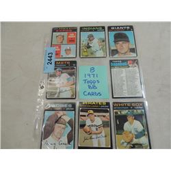 LOT 8 1971 TOPPS BASEBALL CARDS