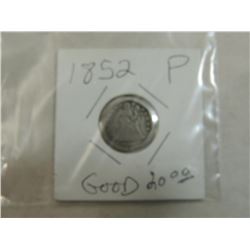 1852 SEATED LIBERTY DIME