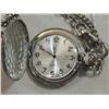 Image 2 : MODERN SILVERTONE TRAIN POCKET WATCH W/ CHAIN