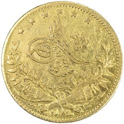 TURKEY: Abdul Mejid, 1839-1861, AV 50 kurush (3.59g), Kostantiniye, AH1255 year 20