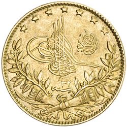 TURKEY: Abdul Hamid II, 1876-1909, AV 50 kurush (3.59g), Kostantiniye, AH1293 year 32