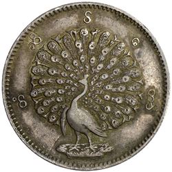 BURMA: Mindon, 1853-1878, AR kyat (rupee), CS1214 (1853)