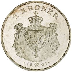 NORWAY: Haakon VII, 1905-1957, AR 2 kroner, 1907
