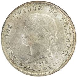 COLOMBIA: Republic, AR 50 cents, Bogota, 1877/6