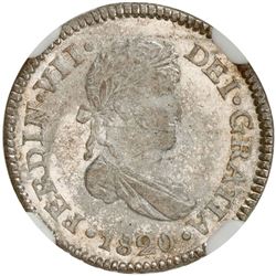 GUATEMALA: Fernando VII, 1808-1821, AR 1/2 real, 1820-NG