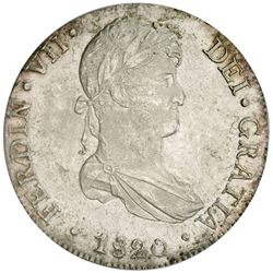 PERU: Fernando VII, 1808-1825, AR 8 reales, Lima, 1820