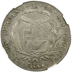 PERU: Republic, AR 8 reales, Lima, 1855