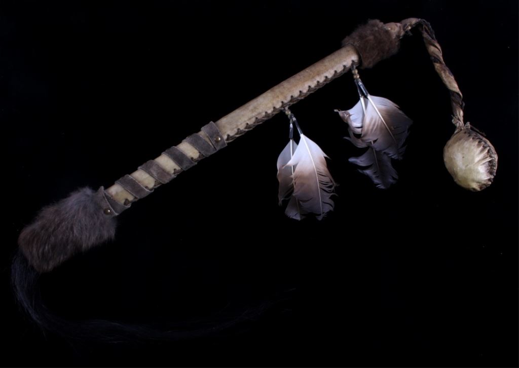 Northern Plains Indian Rawhide Mace War Club