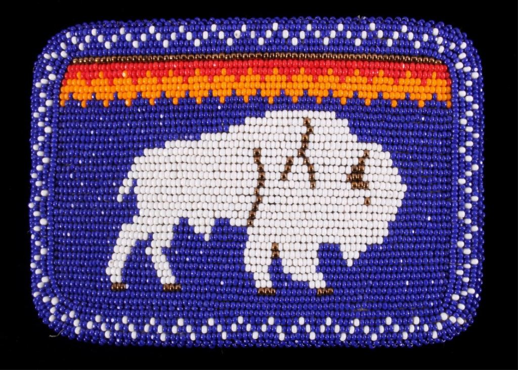 Northern Plains White Buffalo Beaded Belt Buckle display picture 2