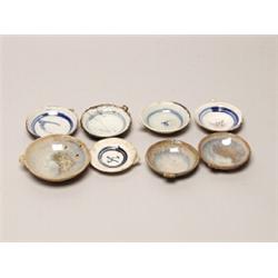 8 Blue & White Bowls with Handles 