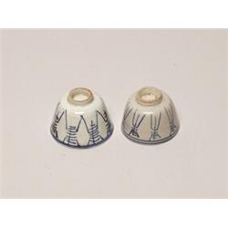 Pr. Chinese Ceramic Blue & White Teacups