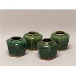 Four Green Ginger Pots