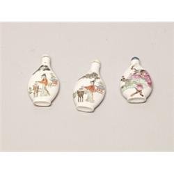 3 Chinese Porcelain Snuff Bottles