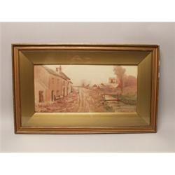 F. Meginn Watercolor Country Road With Figure