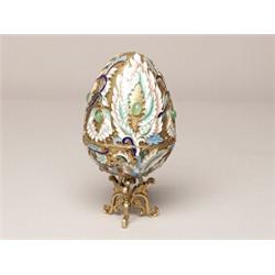 Russian Enamel Gilt Silver Egg Stand