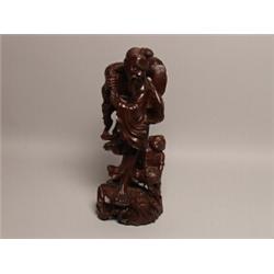 Antique Rosewood Carving w Glass Eyes