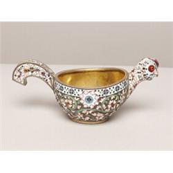 Russian Enamelled Gilt Silver Kovsch