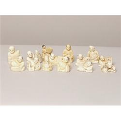 14 Carved Ivory Human Figure Netsuke