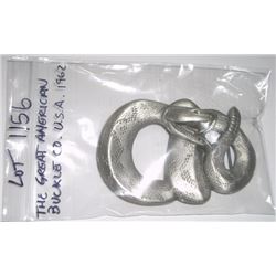 RATTLESNAKE BELT BUCKLE 1962 *THE GREAT AMERICAN BUCKLE CO USA* LARGE HEAVY DUTY BUCKLE!! BUCKLE CAM