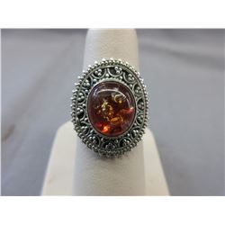 Fancy - Orange Baltic Amber custom made ring