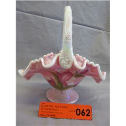 Signed - Fenton hand painted glass basket