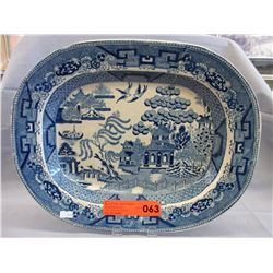 Antique Stoneware platter - Blue Willow pattern